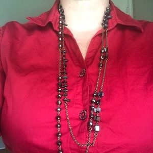 Bundle to get $6 deal!* Abalone, glass beads on antique chain necklace